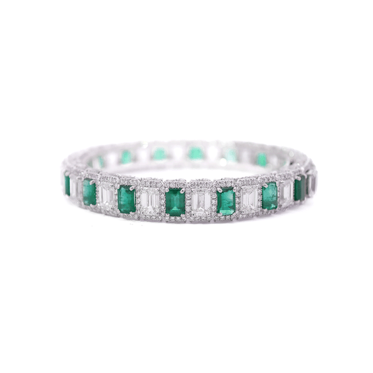 Imperial Green Emerald Diamond Bangle by Ashna Mehta