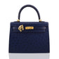 Navy blue handbag with gold hardware on a white background, collection-preview