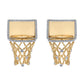 Basketball Hoop Earrings – Diamond Border Backboard – Yellow Gold
