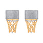 Basketball Hoop Earrings – Full Diamond Backboard – Yellow Gold
