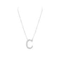 Silver necklace with a 'C' pendant on a white background