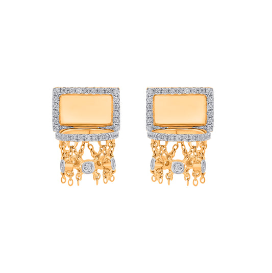 Basketball Mini Hoop Earrings – Border Diamond Backboard – Yellow Gold