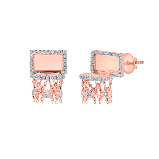 Basketball Mini Hoop Earrings – Border Diamond Backboard – Rose Gold