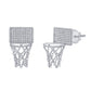 Basketball Hoop Earrings – Full Diamond Backboard – White Gold