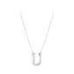 Silver necklace with a 'U' pendant on a white background
