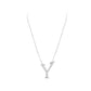 Silver necklace with a 'Y' pendant on a white background